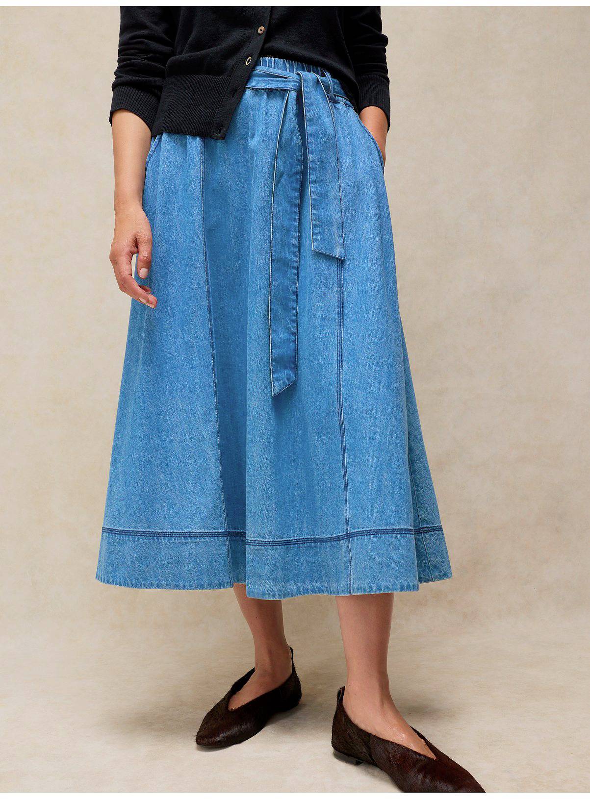WHITE STUFF Krystin Denim Midi Skirt 10 - Image 1